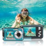 Waterproof Point and Shoot Digital Cameras,24MP 1080P Dual Screen Underwater Sports Action Video Recorder Cameras-Blue