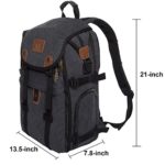DIGIANT Extra Large DSLR Camera Backpack, Canvas Camera Bag with Rain Cover for Cameras/Lenses/Tablet/17.3” Laptop