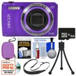 Minolta MN12Z OIS 12x Zoom Wi-Fi Digital Camera (Purple) with 8GB Card + Case + Flex Tripod + Sling Strap + Kit