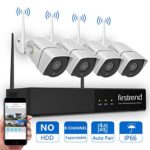 [Newest] Wireless Security Camera System, Firstrend 8CH 960P Wireless NVR System With 4pcs 1.3MP IP Security Camera with 65ft Night Vision and Easy Remote View, P2P CCTV Camera System(No Hard Drive)