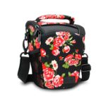 SLR/DSLR Camera Case Bag with Top Loading Accessibility, Adjustable Shoulder Sling, Padded Handle, Removeable Rain Cover & Weather Resistant Bottom by USA Gear – Floral