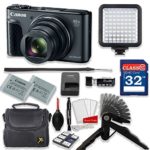 Canon PowerShot SX730 HS 20.3MP 40X Optical Zoom Digital Camera Video Creator Kit (Black)+ 32GB High Speed Memory Card + Steady Grip + LED Video Light + Extra Battery + Professional Accessory Bundle