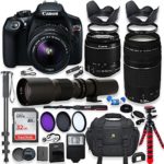 Canon EOS Rebel T6 DSLR Camera with 18-55mm IS II Lens Bundle + Canon EF 75-300mm f/4-5.6 III Lens and 500mm Preset Lens + 32GB Memory + Filters + Monopod + Spider Tripod + Professional Bundle