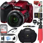 Nikon COOLPIX B500 16MP 40x Optical Zoom Digital Camera w/Built-in Wi-Fi NFC & Bluetooth (Red) + 32GB SDXC Accessory Bundle