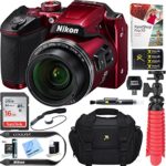Nikon COOLPIX B500 16MP 40x Optical Zoom Digital Camera w/ WiFi – Red (Certified Refurbished) + 16GB SDHC Accessory Bundle