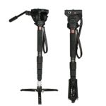 Video Monopod with Feet,Cayer AT35DV+ 68 inch Aluminum Monopod Leg and K3 Pan Tilt Fluid Head with SV4 Tripod Stand for DSLR and Video Cameras Camcorders, Plus 1 Bonus Quick Release Plate [Upgraded]