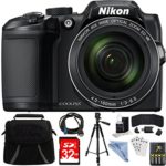 Nikon COOLPIX B500 Black 16MP 40x Optical Zoom Digital Camera 32GB Bundle includes Camera, Bag, 32GB Memory Card, Reader, Wallet, AA Batteries + Charger, HDMI Cable, Tripod, Linen zone Cloth and More