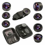 Insstro 9 in 1 Phone Camera Lens Kit Universal Telephoto Lens+198°Fisheye lens + 0.36 Super Wide Angle Lens + 0.63X Wide Lens +20X Macro Lens + 15X Macro Lens + CPL + Kaleidoscope Lens + Starburst Len