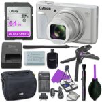 Canon Powershot SX730 Silver Point & Shoot Digital Camera Bundle w/Tripod Hand Grip, 64GB SD Memory, Case and More