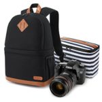 Kattee Women’s Canvas SLR DSLR Camera Case Backpack 14″ Laptop Bag (Black, Small)