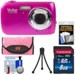Vivitar ViviCam F126 Digital Camera (Pink) with 8GB Card + Case + Mini Tripod + Kit
