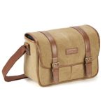 Classic Camera Bag, Evecase Large Canvas Messenger SLR/DSLR Shoulder Case with Leather Trim, Tablet Compartment and Removable Insert For Mirrorless, Micro 4/3, Compact System, High Zoom Digital Camera