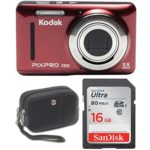 Kodak FZ53 Point and Shoot Digital Camera with 2.7″ LCD, Red+ Sandisk Ultra 16GB & Wenger Camera Case Bundle
