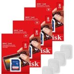 Lot of 4 SanDisk 8GB SD SDHC Class 4 Flash Memory Camera Card SDSDB-008G-B35 Pack + ( 4 Jewel Cases )