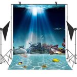 MEETS 5x7ft Underwater World Backdrop Stonefish Turtle Plant Sunlight Sea Water Background Newborn Child Photo Studio Props Themed Party Curtain Background LXMT077