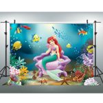 VVM 7x5Ft Cartoon Style Backdrop, Photography Background Underwater Backdrop, Seaweed and Mermaid Backdrop for Pictures YouTube Backdrop TMVV024