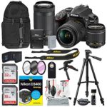 Nikon D3400 DSLR Camera with 18-55mm and 70-300mm Lenses (Black) and Deluxe Bundle with XPIX Cleaning Kit & Tripods+Filters+Backpack+ Book for Dummies and More
