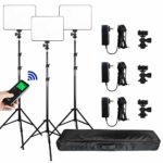 (3 Packs) VILROX Bi-color 3300K-5600K 30W Dimmable LED Video Light Panel Lighting Kit,CRI 95+ wide Angel LED Panel with Remote Controller/AC adapter/75 inches Light Stand for studio shooting