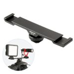 Ulanzi PT-2 Aluminum Alloy Universal Cold Shoe Extension Bracket 2 Hot Shoe Mounts Extension Bar Dual Bracket with 1/4″ Thread Holes for iPhone Nikon Canon DSLR Camera Flash LED Video Light Microphone