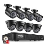 ZOSI 8-Channel HD-TVI 1080P Lite Video Security Camera System,4 in 1 CCTV DVR Recorder and (8) 1.0MP Indoor/Outdoor Day/Night Weatherproof Surveillance Cameras (1TB Hard Drive Built-in)
