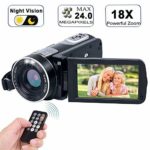 Video Camera Camcorder with IR Night Vision, WEILIANTE 18X Digital Zoom 24.0Mega Pixels Full HD Digital Video Camera Recorder (Two Batteries Included)