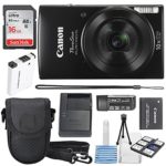 Canon PowerShot ELPH 190 IS Digital Camera (Black) with 10x Optical Zoom and Built-In Wi-Fi with 16GB SDHC + Replacement battery + Protective camera case Along with Deluxe Cleaning Bundle