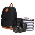 Kattee Mens’ Canvas SLR DSLR Camera Backpack 15.7″ Laptop Bag for Canon Nikon with Waterproof Rain Cover Tripod Holder (Black, Large)