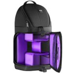 Neewer Professional Sling Camera Storage Bag Durable Waterproof and Tear Proof Black Carrying Backpack Case for DSLR Camera, Lens & Accessories NW-XJB02S (Purple Interior)