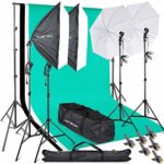 FOSITAN Softbox 2M x 3M/6.5ft x 10ft Background Support System 800W 5500K Photo Studio Umbrella Softbox Lighting Kit with 2M Light Stand for Photo Studio, Portrait and Video Shoot Photography