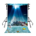 MEETS 5x7ft Underwater World Backdrop Fish School Sun Coral Photography Background Themed Party Photo Booth YouTube Backdrop LXMT876