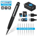 Hidepoo Hidden Camera Pen, 1080P HD Mini Portable Came With Video & Photo Mode Multifunction DVR Cam with 8 Black Refills  and 16GB SD card