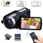 Camcorder Digital Camera with IR Night Vision HD Digital Video Camera 24.0Mega Pixels 18X Digital Zoom for Selfie Pause Function (Two Batteries Included) (Black)