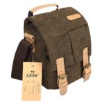 S-ZONE Vintage Small Waterproof Canvas Leather Trim DSLR SLR Shockproof Camera Shoulder Messenger Bag