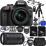 Nikon D3400 DSLR Camera (Black) Bundle with AF-P DX 18-55mm f/3.5-5.6G VR Lens, Nikon AF-P DX NIKKOR 70-300mm f/4.5-6.3G ED Lens, Carrying Case and Accessory Kit (31 Items)