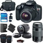 Deal-Expo Canon EOS Rebel T6 Digital SLR Camera Kit with EF-S 18-55mm and EF 75-300mm Zoom Lenses (Black) Premium Accessories Bundle