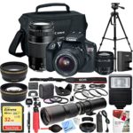 Canon EOS Rebel T6 DSLR Camera with EF-S 18-55mm f/3.5-5.6 IS II + EF 75-300mm f/4-5.6 III Dual Lens Kit + 500mm Preset f/8 Telephoto Lens + 0.43x Wide Angle, 2.2x Pro Bundle