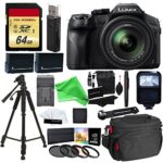 Panasonic LUMIX DMC FZ300 4K Point and Shoot Camera with Leica DC Lens 24X Zoom Black + 64GB SD Card + 57″ Tripod + Gear Bag + 2 Batteries + Charger + Filter + Cleaning Kit + DigitalAndMore Accessorie