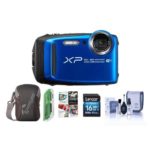 Fujifilm FinePix XP120 16.4MP Digital Camera, 5X Optical Zoom, Blue – Bundle with 16GB SDHC Card, Camera Case, Cleaning Kit, Card Reader, Pc Software Package