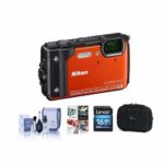 Nikon Coolpix W300 Point & Shoot Camera, Orange – Bundle with 16GB SDHC Card, Camera Case, Cleaning Kit, PC Software Package