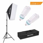 1350W Photography Continuous Softbox Lighting Kit by MOUNTDOG 20″X28″ Professional Photo Studio Equipment with 2pcs E27 Socket 5500K Video Lighting Bulb for Filming Portraits Shoot