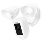 Ring Floodlight Camera Motion-Activated HD Security Cam Two-Way Talk and Siren Alarm, White