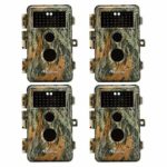 BlazeVideo 4-Pack 16MP 1080P No Glow Trail Game Camera 65ft Infrared PIR Sensor Distance 38pcs IR LED Night Vision Wildlife Deer Hunting Video Cams 2.4″ LCD Motion Activated IP66 Waterproof Protected