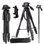 Regetek Camera Tripod Travel Monopod (70″ Aluminum Professional Video Camera Mount Leg) Adjustable Stand with Flexible Head for Canon Nikon DV DSLR Camcorder Gopro cam& Carry Bag & Cellphone Mount