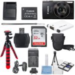Canon PowerShot ELPH 360 HS(Black)with 12x Optical Zoom and Built-In Wi-Fi with Deluxe Starter Kit Including 32GB SDHC Flexible Tripod + AC/DC Travel Charger + Extra battery + Protective Camera Case