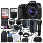 Canon EOS 80D DSLR Camera Body + Canon EF-S 18-55mm + Canon EF-S 55-250mm Lens & Telephoto 500mm f/8.0 (Long) + Wide Angle Lens + 58mm 2X Lens + Macro Filter Kit + 32GB Memory Card + Accessory Bundle