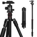 ESDDI Camera Tripod, Alluminum Alloy 62.6″/159cm Camera Tripod with Monopod 360 Degree Ball Head, 1/4″ Quick Shoe Plate, Bag for DSLR Camera, Weight: 4.2lbs/1.9Kg