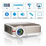 LED Movie Projector Bluetooth Wifi Android 6.0 HD HDMI 4200 Lumens Home Cinema Outdoor Wireless Bluetooth Airplay 1080P USB VGA AV Audio Out for Videos Games iPhone iPad Mac TV DVD XBOX PS4 Smartphone