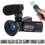 Camera Camcorder Kimire HD 1080P 16X Powerful Digital Zoom Video Camera with Microphone and Wide Angle Lens 3.0 Inch Screen 24 MP Remote Control Infrared Night Vision Recorder (3053STRMW-Black)