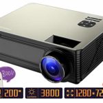 Home Theater Projector HD 1080P Supported, PONER SAUND M5 3800 Lumens Full HD Home Projector 200” LCD Video Projector Built-in Speakers Support Ipad, Fire TV Stick, PS4, HDMI, VGA, TF, USB