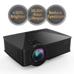 Projector, 2018 Upgraded DBPOWER Mini Projector, 50% Lumens 50000Hours Lamp Life Multimedia Home Theater LED Portable Projector, Support Smartphones/iPad/1080P/HDMI/USB/SD Card/VGA/Laptops/Games